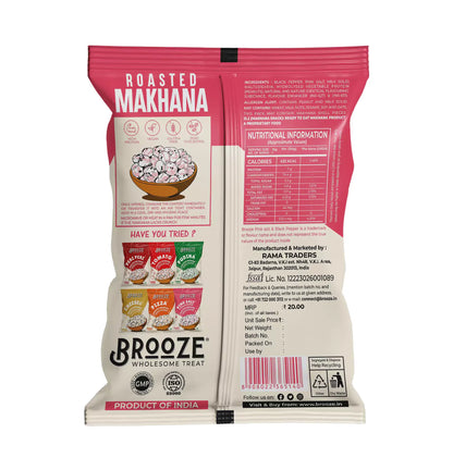 Brooze Pink Salt & Black Pepper Roasted Makhana - 11g/pack