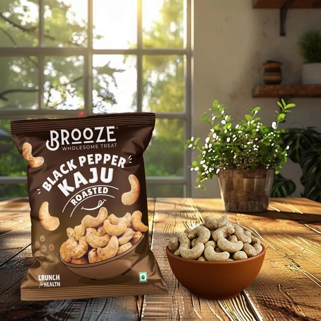 Brooze Black Pepper & Salted Roasted Cashew - 20g/pack