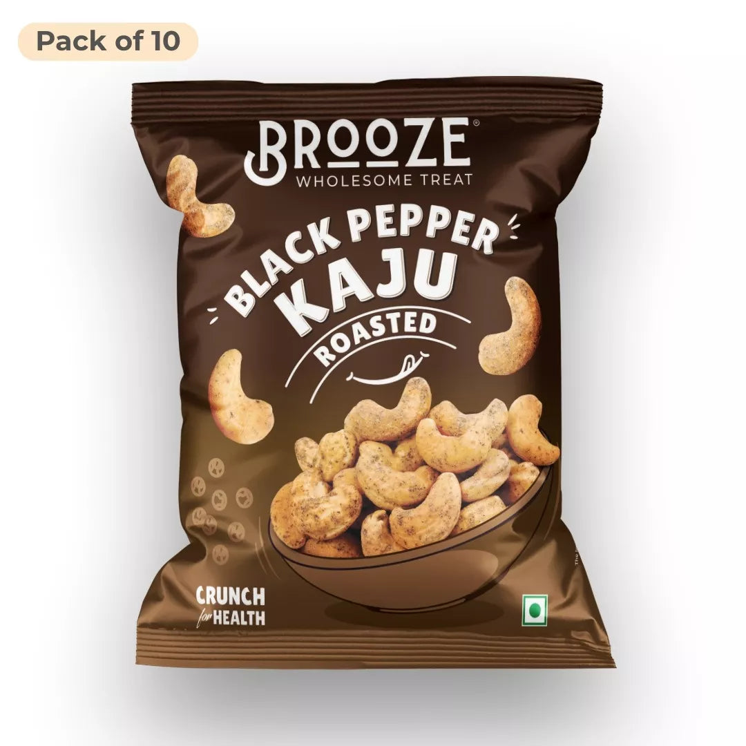 Brooze Black Pepper & Salted Roasted Cashew - 20g/pack