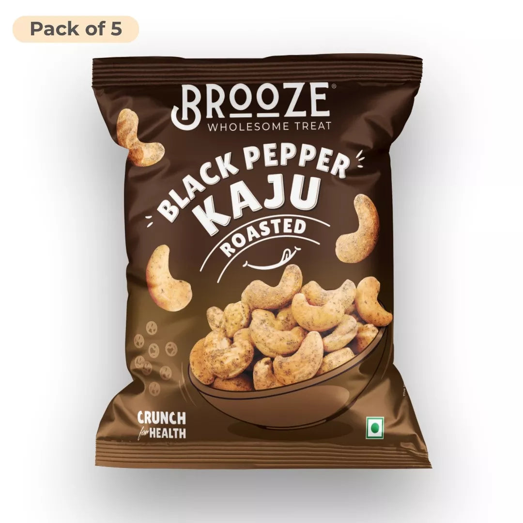 Brooze Black Pepper & Salted Roasted Cashew - 20g/pack